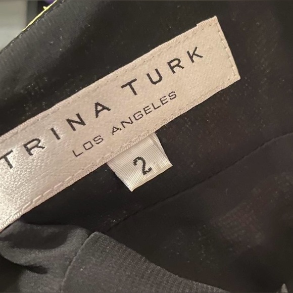 💎Vintage  Trina Turk Orange Yellow Sundress Sleeveless Spaghetti Strap - Picture 5 of 11